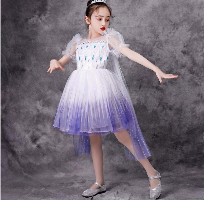 Nová dívka Elsa 2 Aisha White šaty Kids Princess Girls Halloween Princess šaty tutu letní svatebnínarozeninové šaty