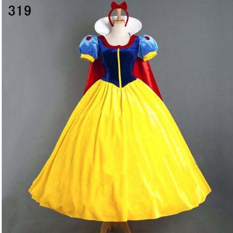 Velkoobchodní ženy dospělé halloweenské kreslené princezna Sněhurka kostýmna prodej bílý sněhová princezna s shonem