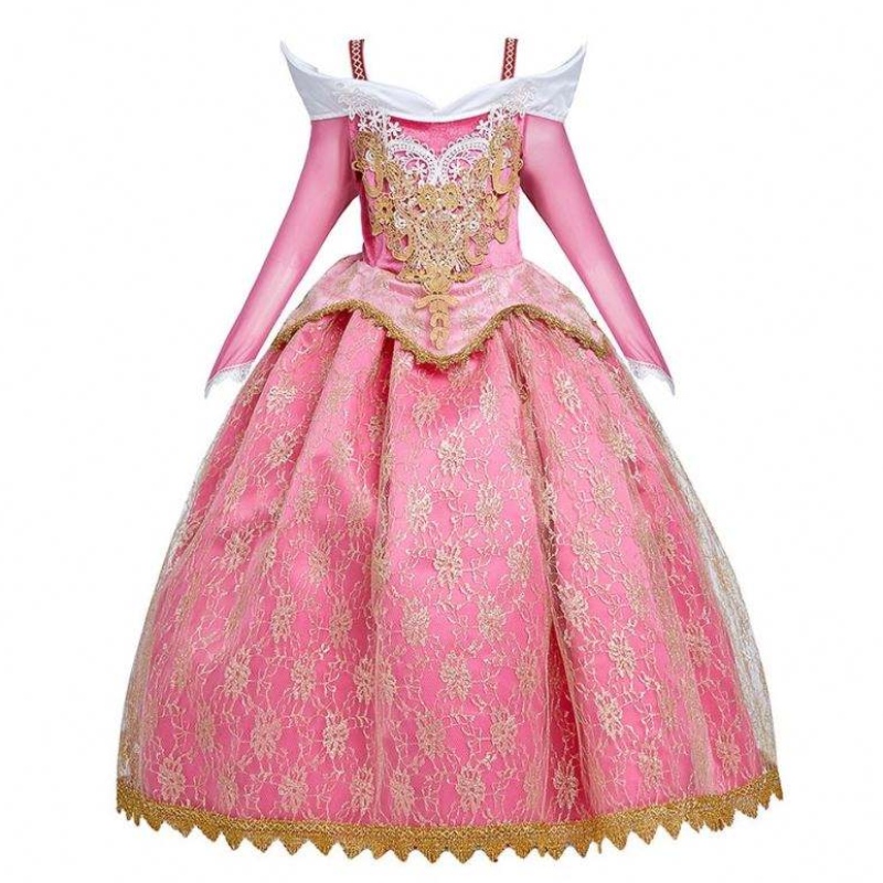 Girl Fancy Deluxe Sleeping Beauty Halloween Princess Costume Party Aurora se oblékat děti Červené vrstvy vánoční průvody míčové šaty