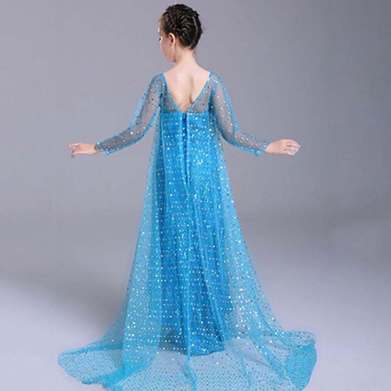 Elsa šaty děti dívky kostým Snow Queen 2 Elsa Blue Pink flitry s dlouhým rukávem TV&filmové kostýmy pro dívky