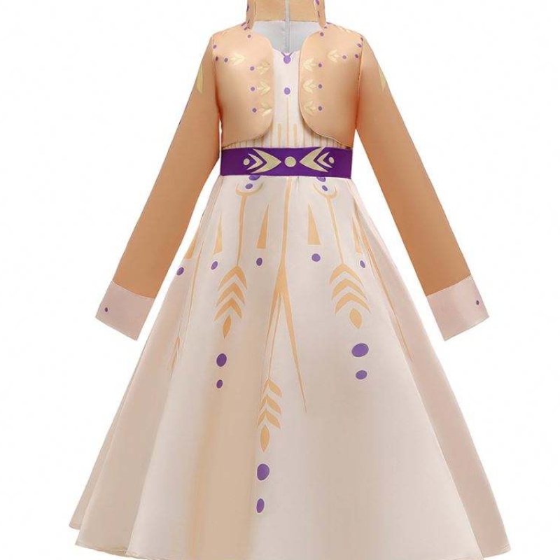 Princezna elsa zimní šaty dívky s dlouhým rukávem zmrazenou2 halloween kostým děti rapunzel tiana mulan cosplay