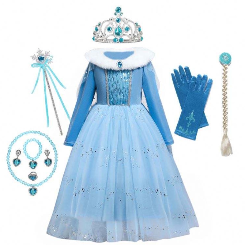 Anna Elsa Princezna kostýmy pro děti Halloween vánoční večírek Cosplay Snow Queen Fancy šaty dívky Snowflake Prom Glown