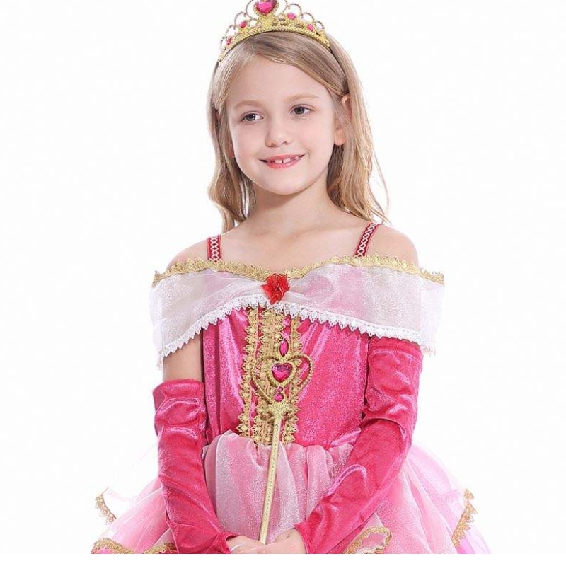 Dívky aurora princezna šaty dlouhé rukávy mimo krajkové roucho děti helloween/christmas dárkové outfity