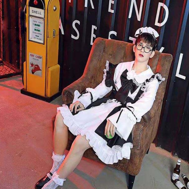 Ženy Maid Outfit Anime šaty černé a bílé zástěry šaty lolita šaty muži kavárna kostým cosplay kostým