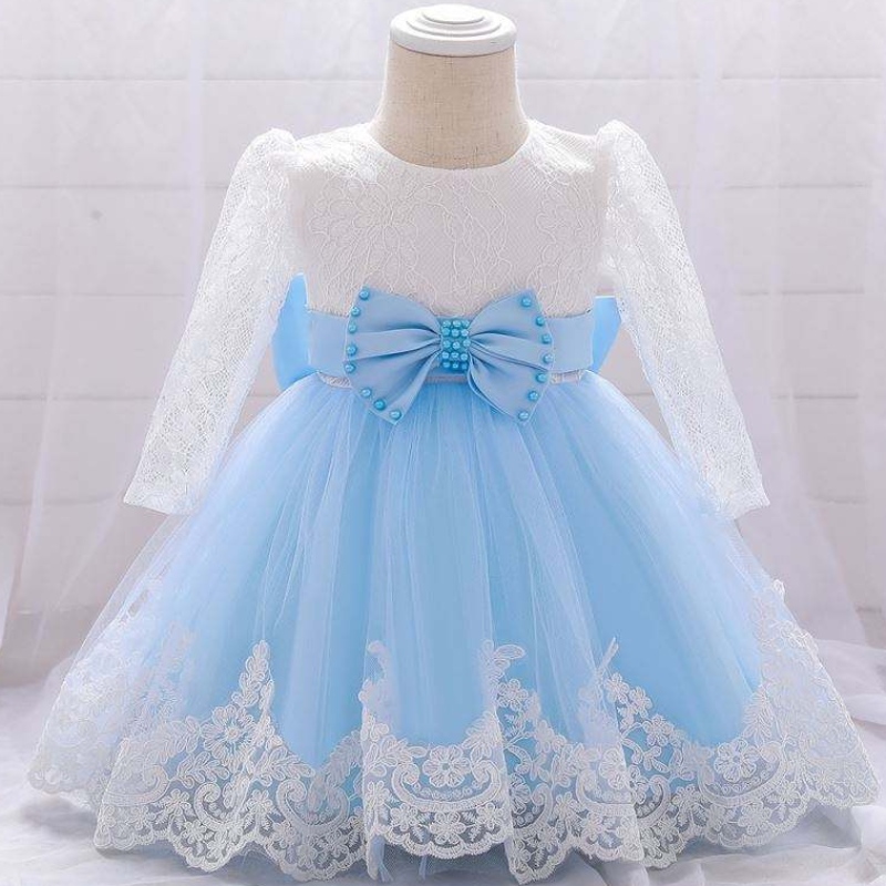 Baige Flower Girl Partynosit západní křest šaty krajkynovorozené dítě křtiny šaty