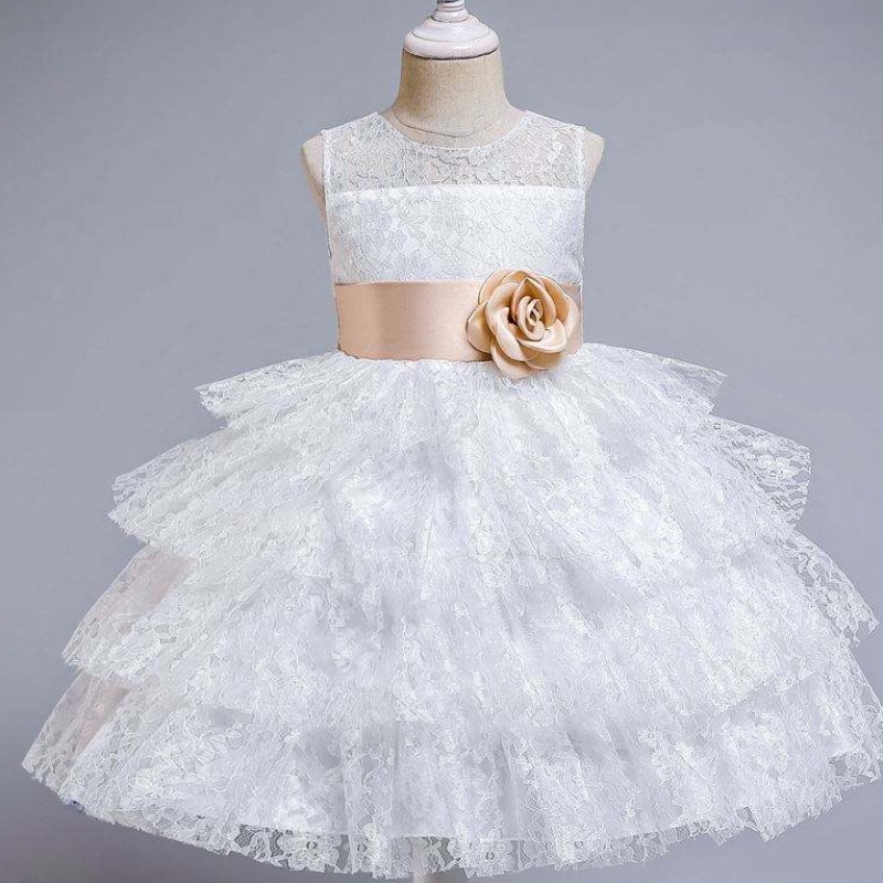 Baige Summer Fashion Tulled Šaty Flower Girl Svatební šaty 12 let staré dívky dítě růžové večerní šatyna večírky