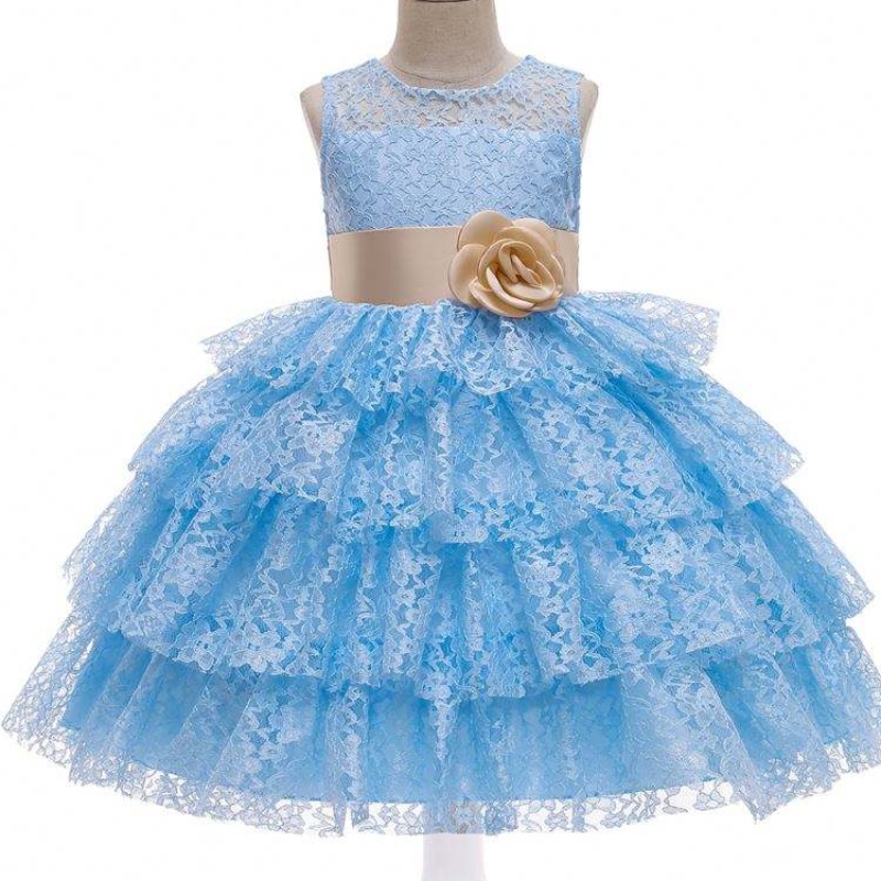 Baige Summer Fashion Tulled Šaty Flower Girl Svatební šaty 12 let staré dívky dítě růžové večerní šatyna večírky