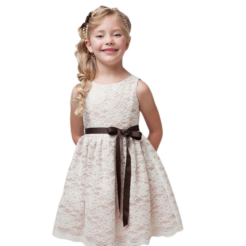 Letní krajkové dívky oblékají line batole Kids Bridesmaid Wedding Pageant First Communion Vestidos šaty