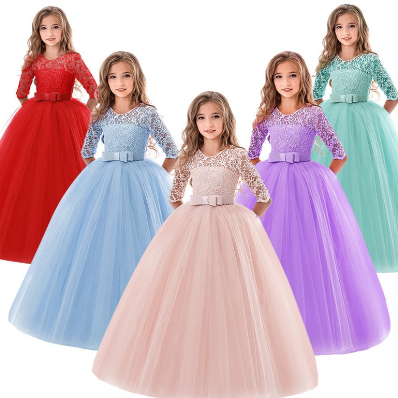 Dospívající dívky oblékají letní děti \\ oděvní párty Elegantní princezna dlouhá tyle dětské dívky Kids Krajky svatební obřad šaty