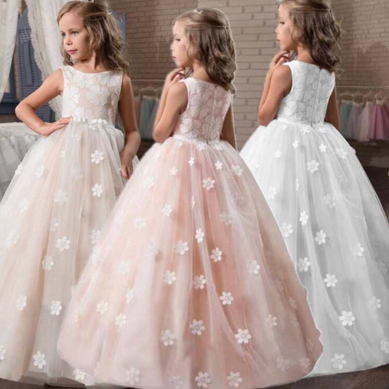Vintage Flower Girls šaty pro svatební večerní děti děti princezna party Pageant dlouhé šaty děti šaty pro dívky formální oblečení