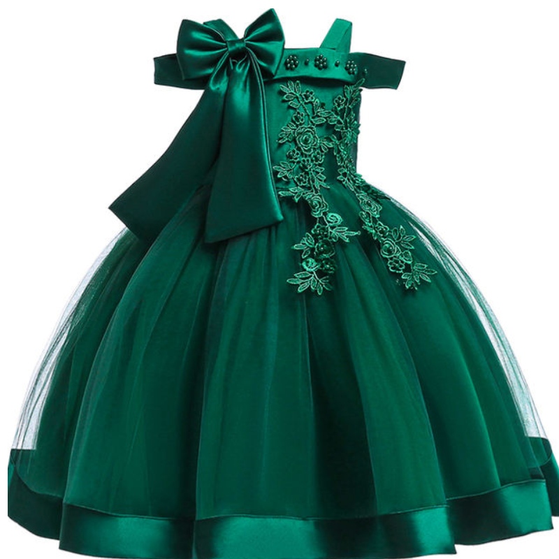 Výšivky Silk Princess šaty pro holčičku Flow Flower Elegantní dívky Šaty Svatební párty Vánoční halloween Kids šaty oblečení