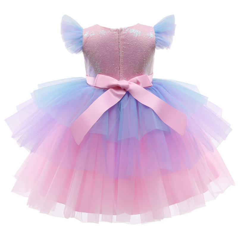 Dívky formální princezna šaty děti krajky tulle duhové elegantní večerní párty dort dort tutu prom dílo děti svatební komunikacen Kostým
