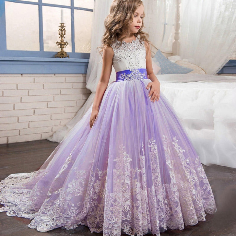 2022 Summer Girls Dress Dlouhé děti družičky šaty děti princezna party svatební šaty 3 10 14 let vestido