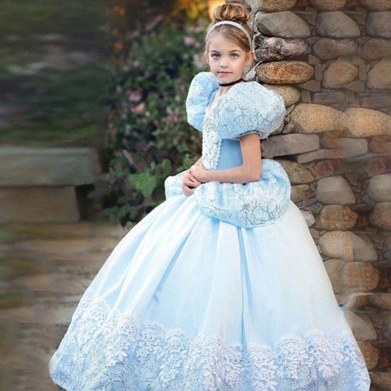 Blue Princess Dress for Girls Halloween Party Cosplay Cosplay Kostém Kids Princess se oblékat