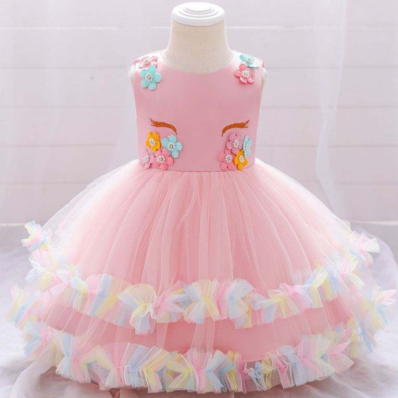 Baige Children Unicorn Party Princess oblékat se květinový gilr Šaty pro děti dívka svatební večírek