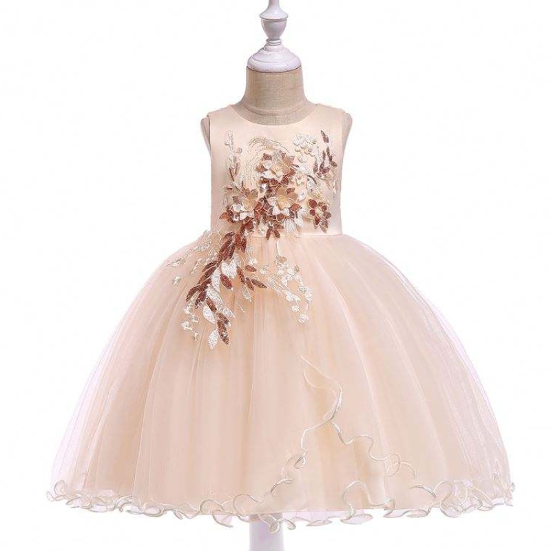 Baige Kids Garments White Flower Girl Dress Emsioidery Party Noste večerní šaty pro dívky L5060