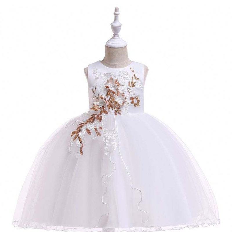 Baige Kids Garments White Flower Girl Dress Emsioidery Party Noste večerní šaty pro dívky L5060