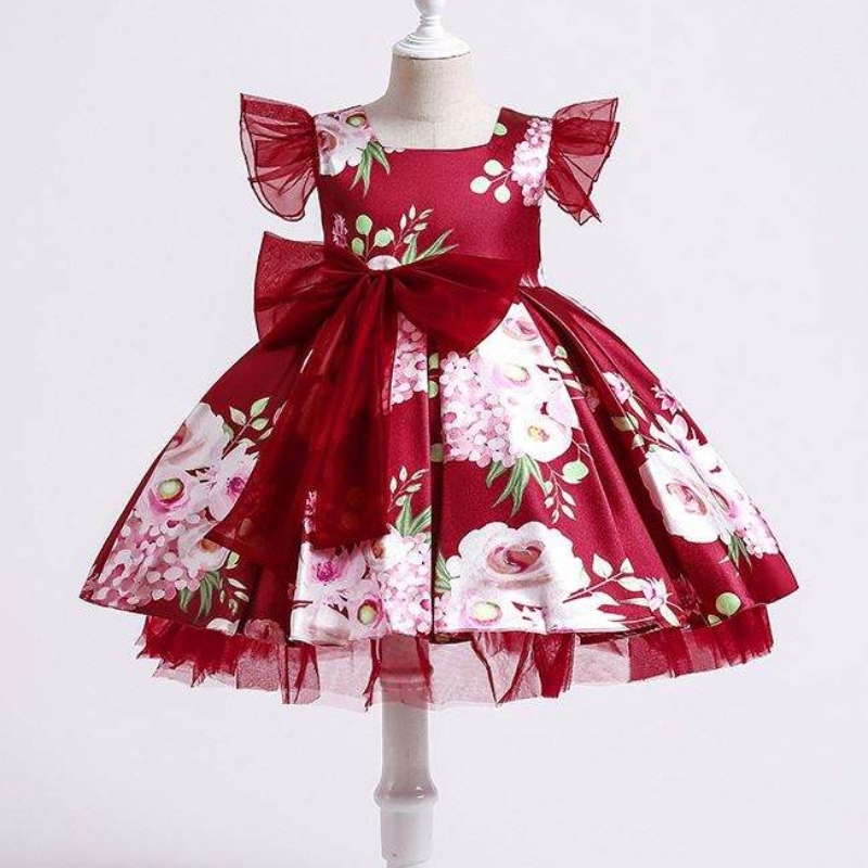 Baige Children Party Kids Dresses Baby Girl Printing Wedding Frock Hostess Princess šaty xh82028