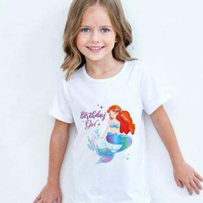 Baige Girl Summer s krátkodobým rukávem Roztomilý jednorožec Printed bavlněná tričko s duhovou tutu tutu Performance sukně