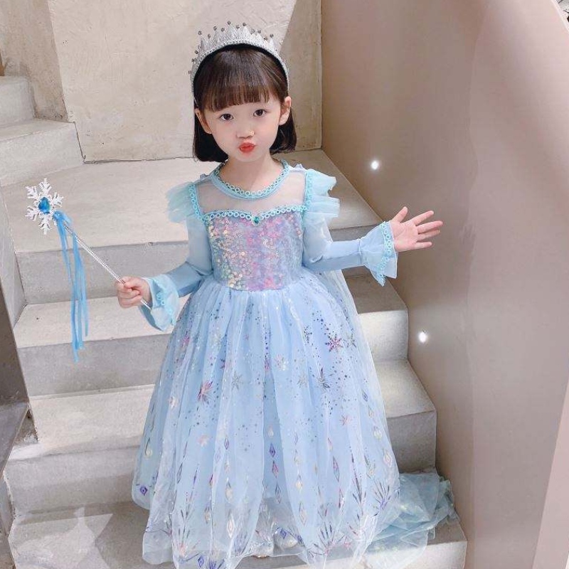 Baige Velkoobchodní plesová šaty Princezna šaty Halloween dětinarozeninový cosplay kostým s dlouhým rukávem elsa šaty