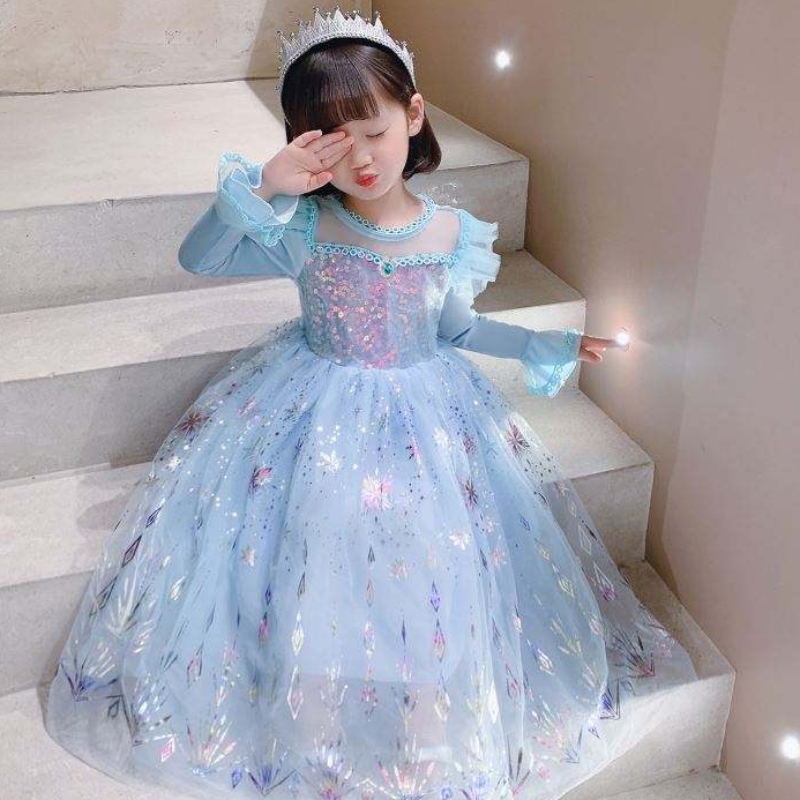 Baige Velkoobchodní plesová šaty Princezna šaty Halloween dětinarozeninový cosplay kostým s dlouhým rukávem elsa šaty
