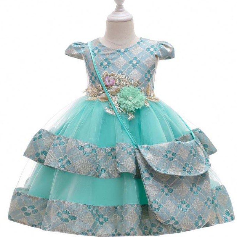 Baige Velkoobchod dětské oblečení květiny s taškou Kid Kid Floral šaty pro 3leté dívky fantastické dětské šaty