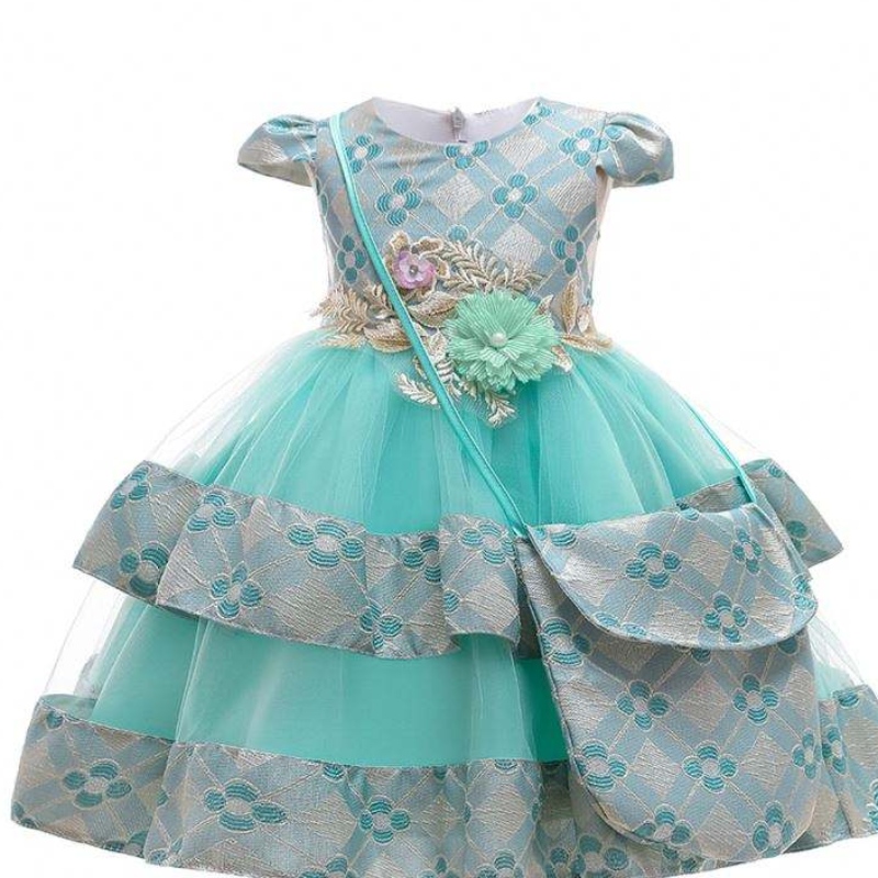 Baige Velkoobchod dětské oblečení květiny s taškou Kid Kid Floral šaty pro 3leté dívky fantastické dětské šaty