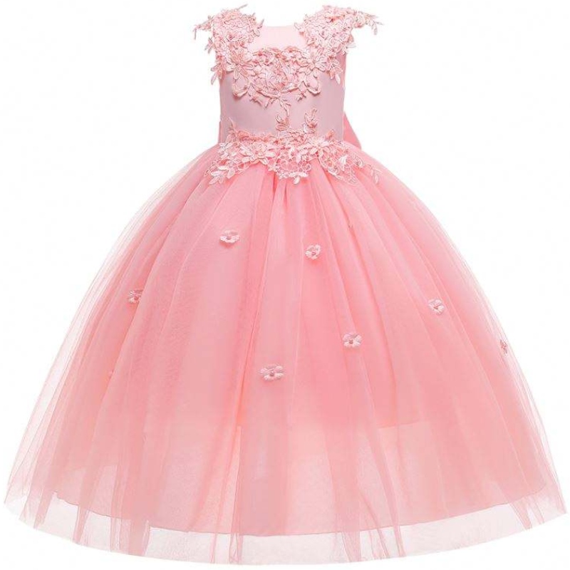 Baige velkoobchodní aplikace Pretty Princess Summer Flower Girls Šaty Svatebnínarozeninové párty šaty pro dívky 4-14yna skladě