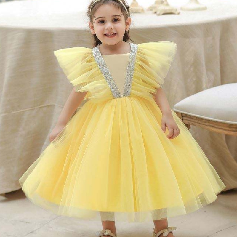 Baige Summer Puffy Flower Girl Narozeninynarozeniny šaty úplňkový měsíc děti svatební tutu party šaty l2065xz