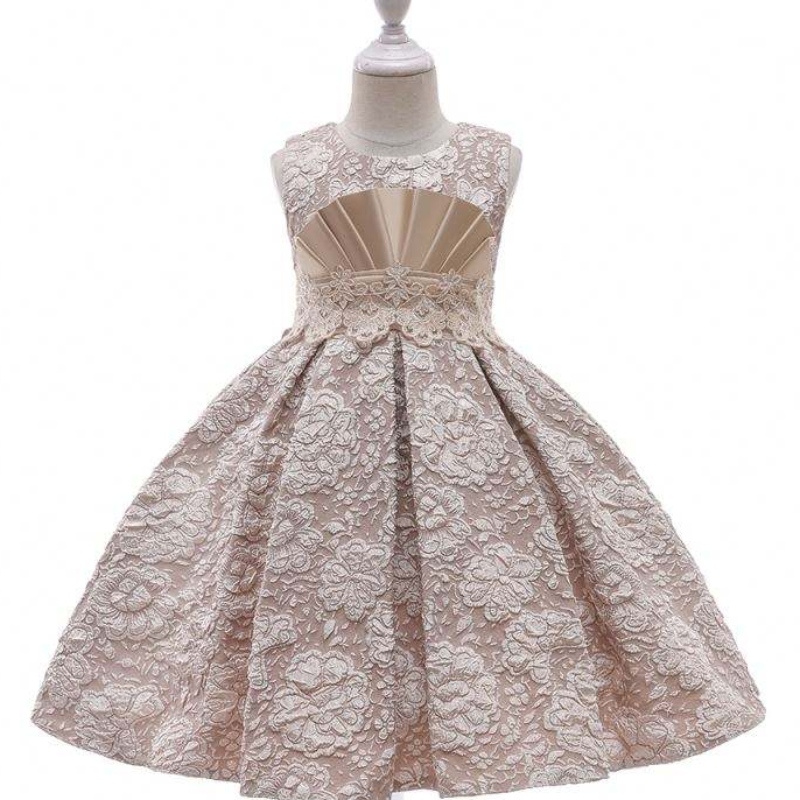 Baige Nový příjezd singl Jacquard Elegantní dětské dívky šaty Stock Puffy Kids Frock Girl Dress L5253