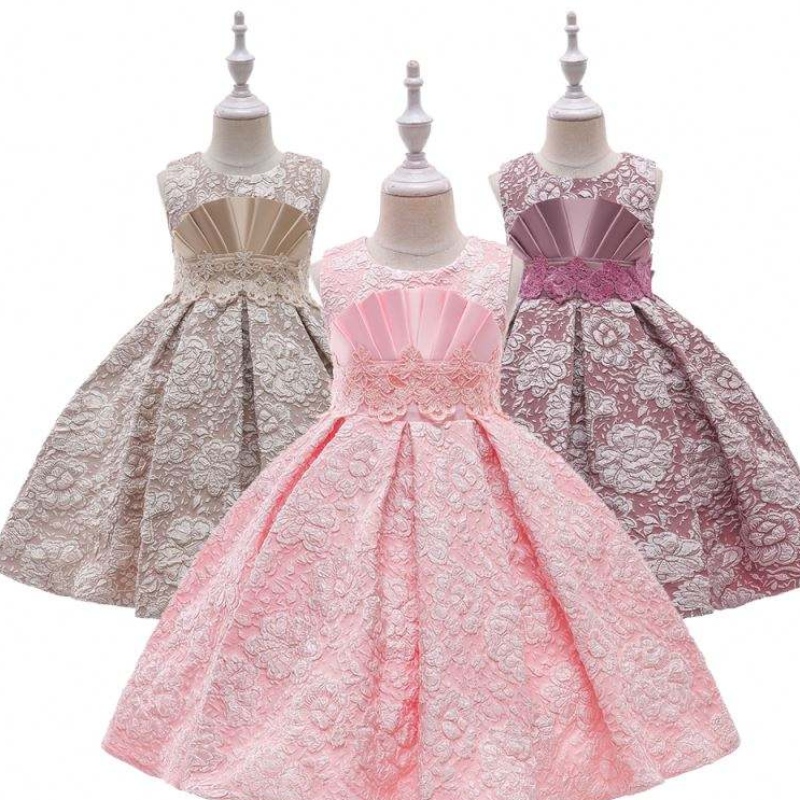 Baige Nový příjezd singl Jacquard Elegantní dětské dívky šaty Stock Puffy Kids Frock Girl Dress L5253