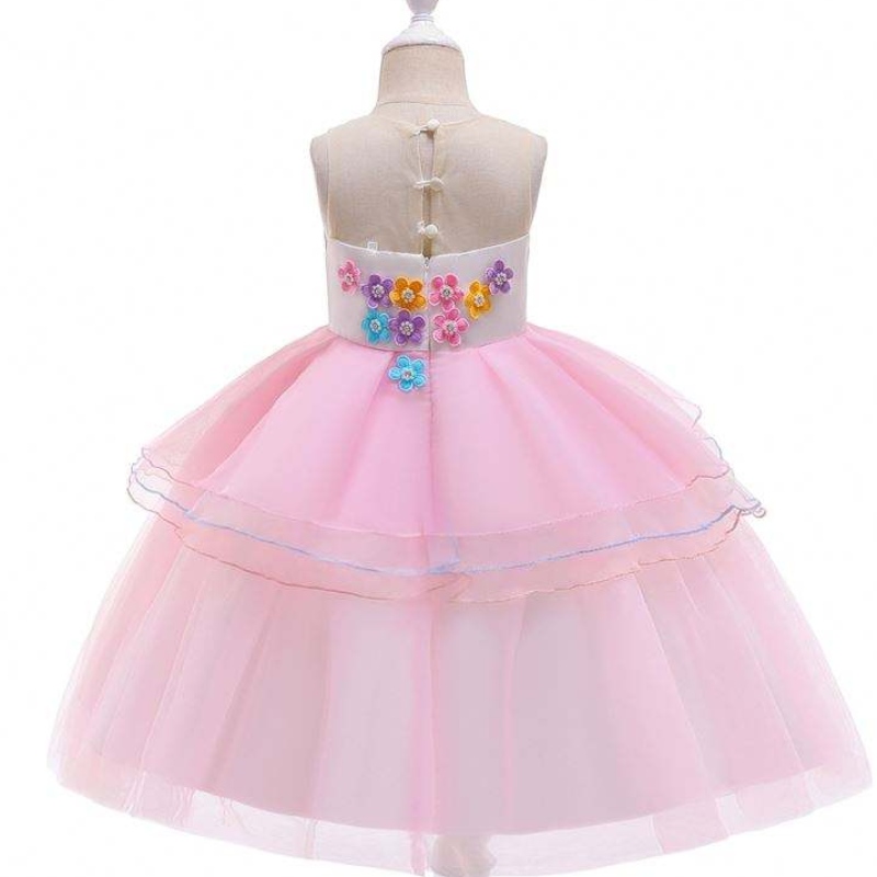 Nový příjezd Kids Flower Unicorn šaty dítěna vlastní oblečení Dětky Frock Designs djs006