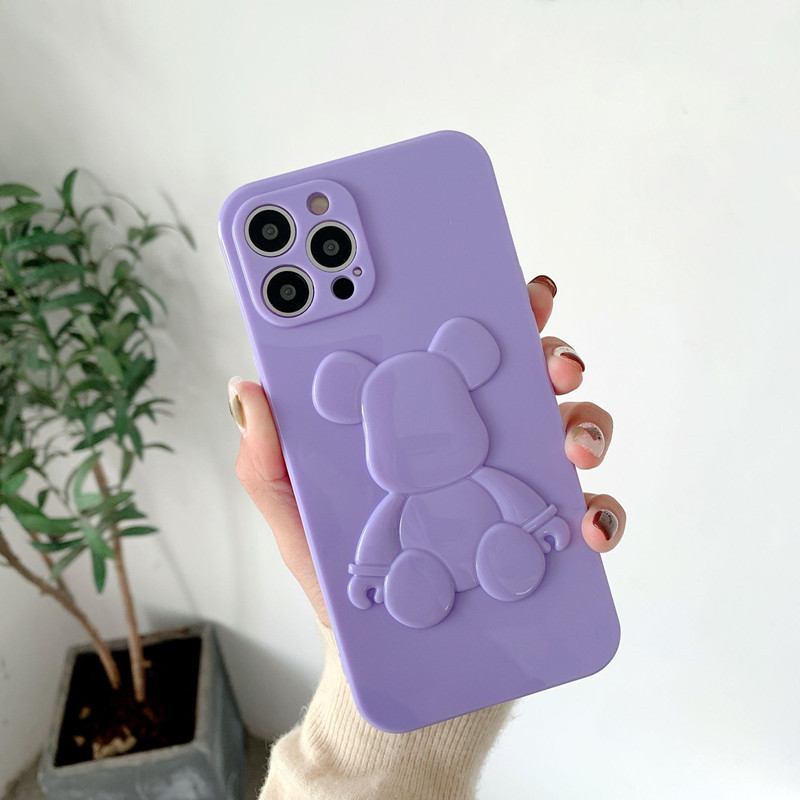 Nový produkt je vhodný pro Apple iPhone13pro Leather Bear Plicid Color Mobilní telefon, upgradujte plnou ochranu před škrábancemi, krytí ochrany proti kolizi