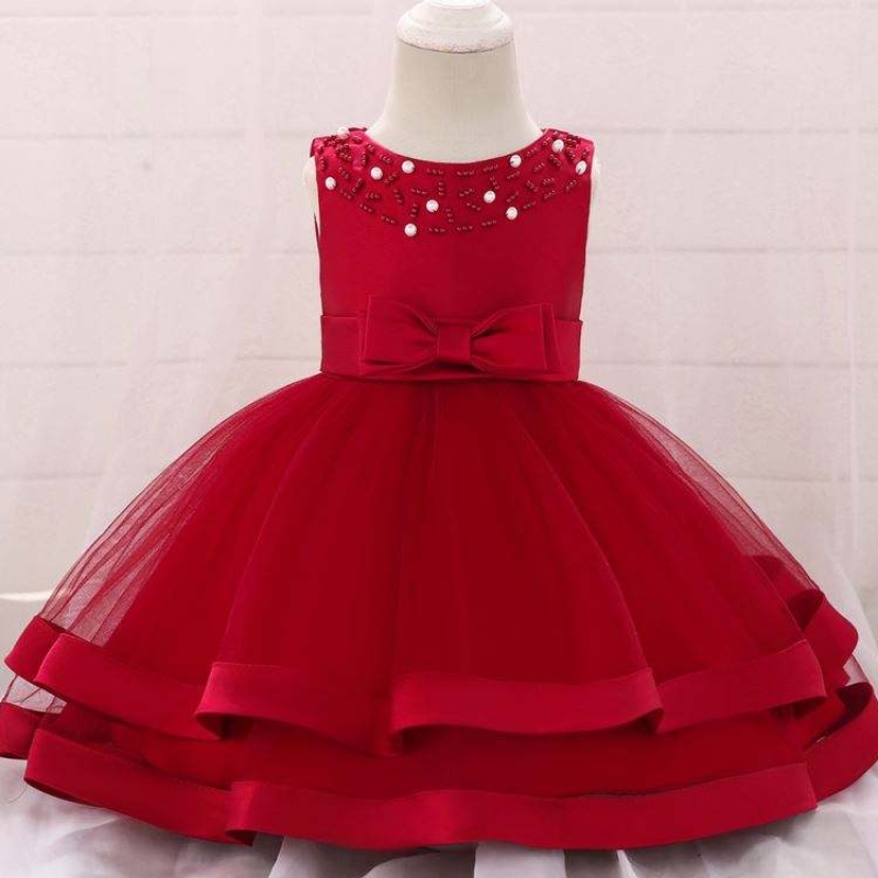 Dětské šaty pro dívky Flower Empoidery Toddler Baby 1 roknarozeninová párty kojenecké šaty dívčí křest oblečení l5017xz