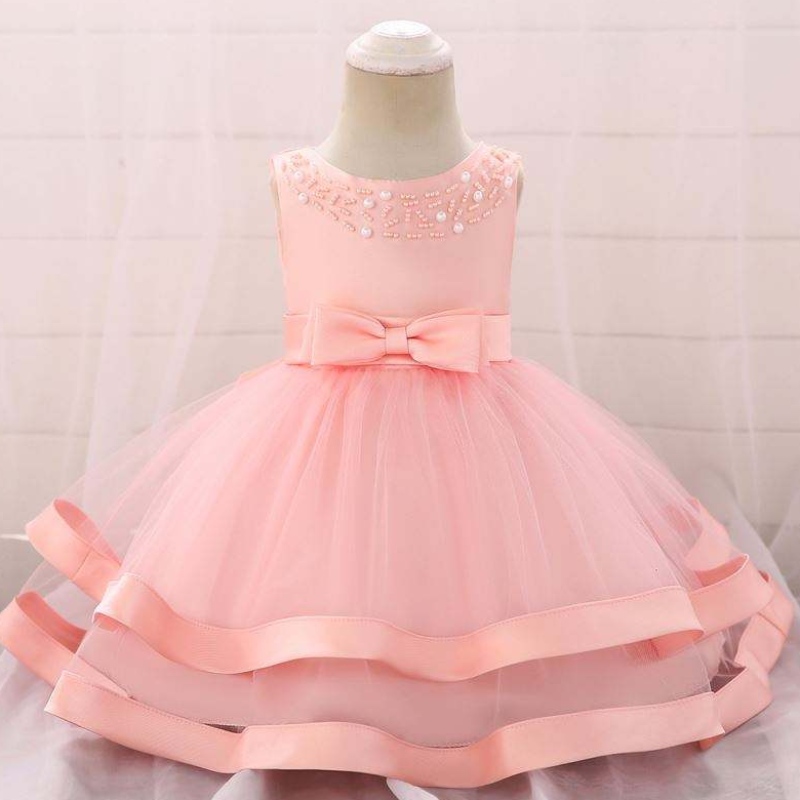 Dětské šaty pro dívky Flower Empoidery Toddler Baby 1 roknarozeninová párty kojenecké šaty dívčí křest oblečení l5017xz