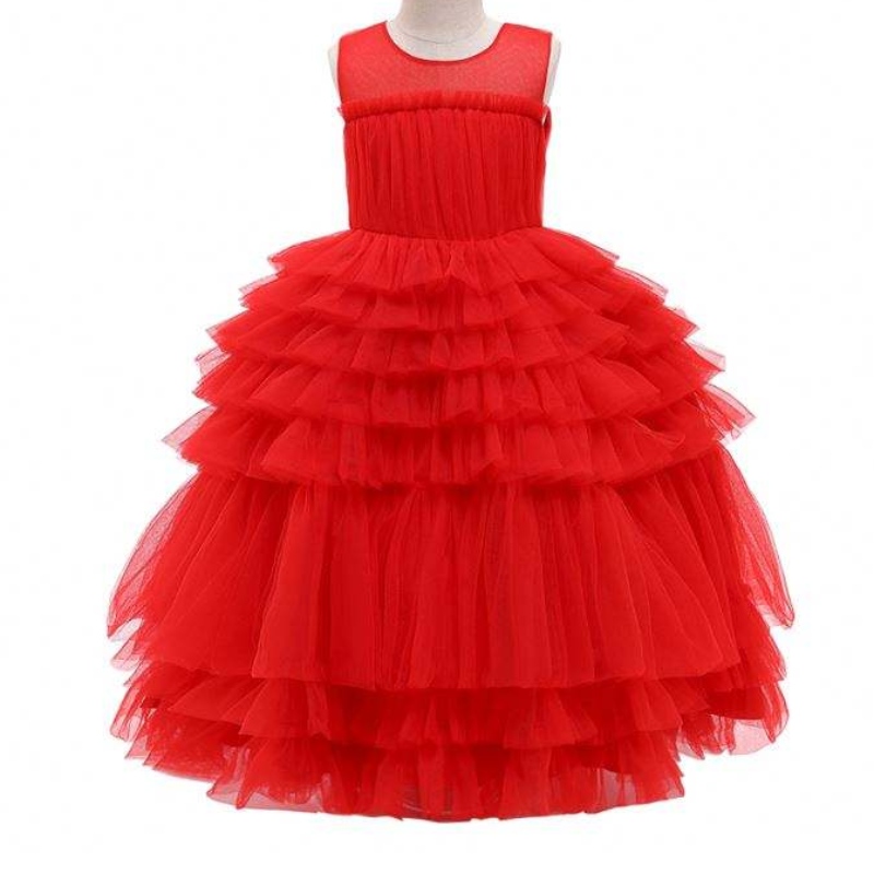 Baige 2021 Nové design dívky šaty vrstvené ruffles kuličky šaty děti tutu party šaty
