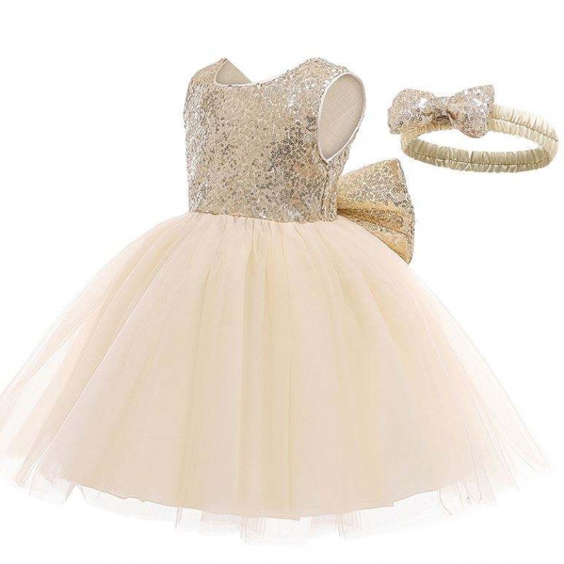 Baby Frock flitrované luk design dívka módní šaty svatebnínarozeninové oslavy děti dívky šaty