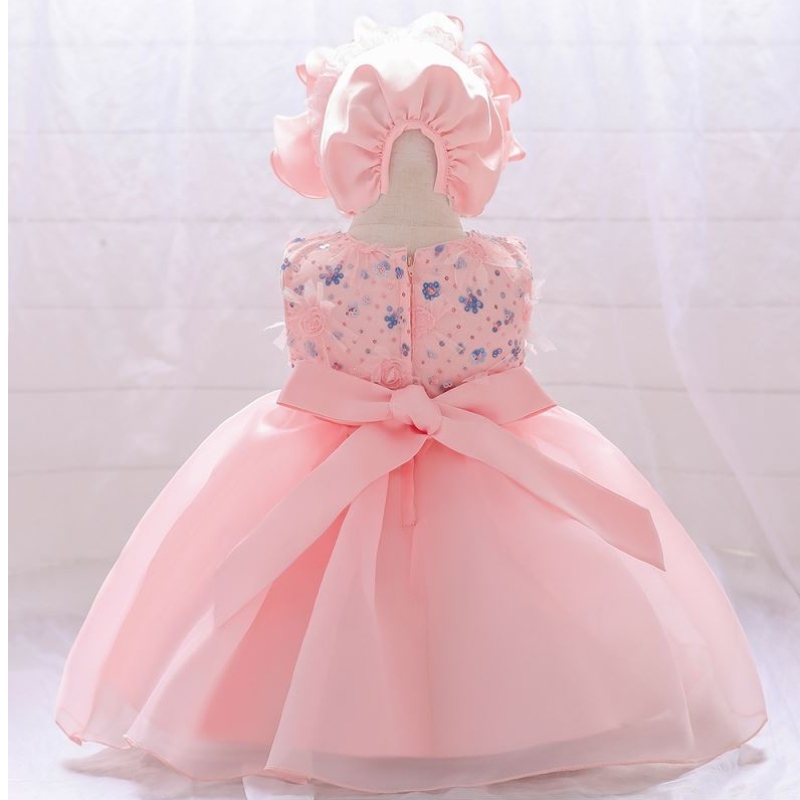Baige Hot Prodej Pink Girls Party Toddler Šaty dětskénarozeninové šaty 1 rok staré dívky šaty