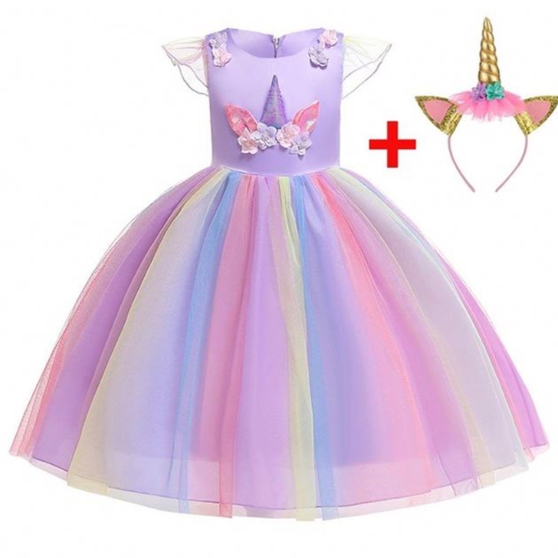 Jednorohorské šaty pro dívky Unicorn Costume Rainbow Tutu TUTU pronarozeninovou párty oblečení s čelenkou