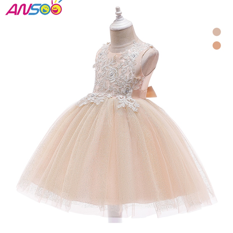 ANSOO NOVÉ módní svatební párty Princezna batolečka Baby Girls Clots Kids Baby Girl Šaty