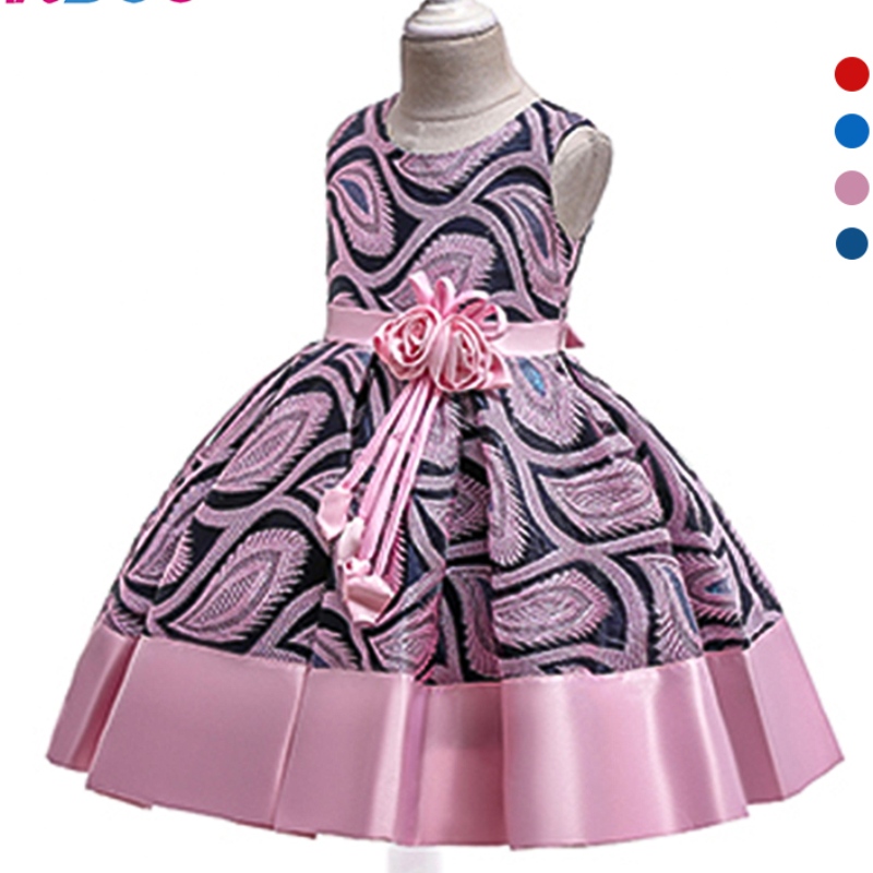Ansoo Summer Flower Kids Krajky Šaty Four Colors Baby Girl Party Tutu Dress Princess šaty