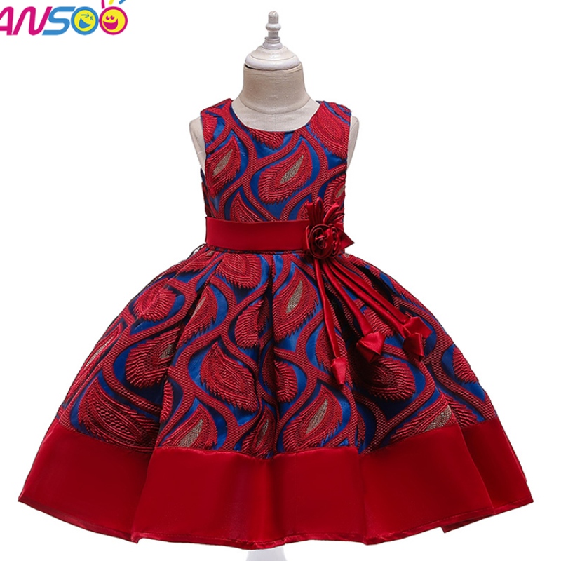 Ansoo Summer Flower Kids Krajky Šaty Four Colors Baby Girl Party Tutu Dress Princess šaty