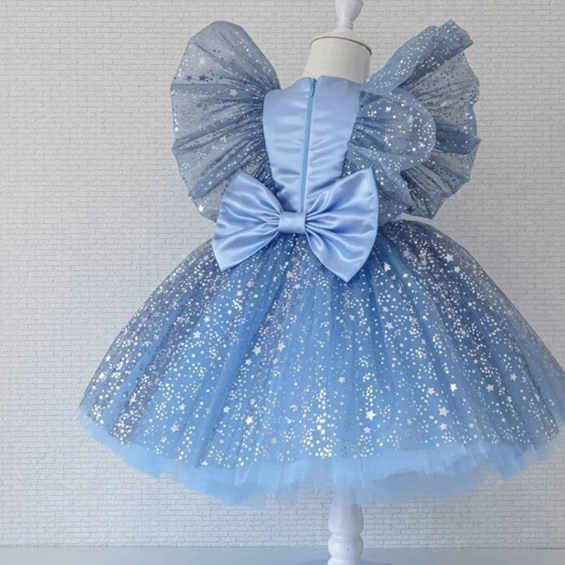 Dítě 1.narozeninové šaty pro dívky flitry Fluffy Kids Princess Party Gown Bow Elegantní svatební oblečení