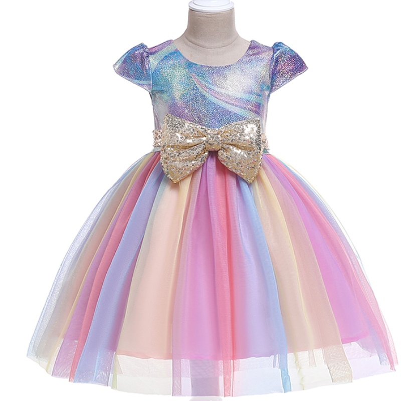 Ansoo oa Oa OAM odm Hot Prodej Unicorn Rainbow Baby Girlnarozeninové šaty bavlněné dívky princezna party šaty pro 1-6 let dívky tutu