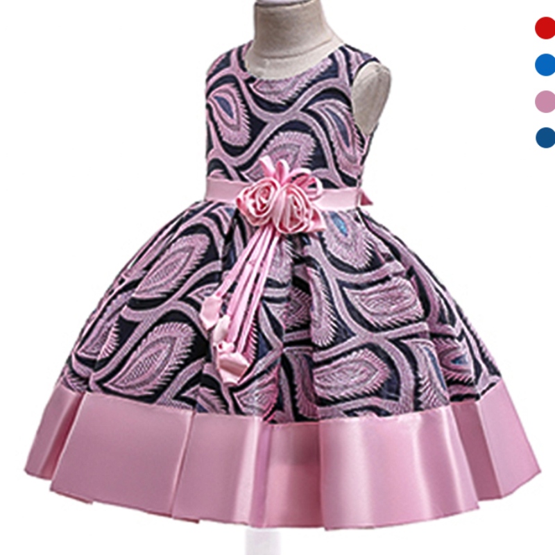 Ansoo Christmas Princess Girls Flower Emloidered Šaty Elegantní děti dívka svatební párty Pink Pink Šaty Halloween dívky oblečení