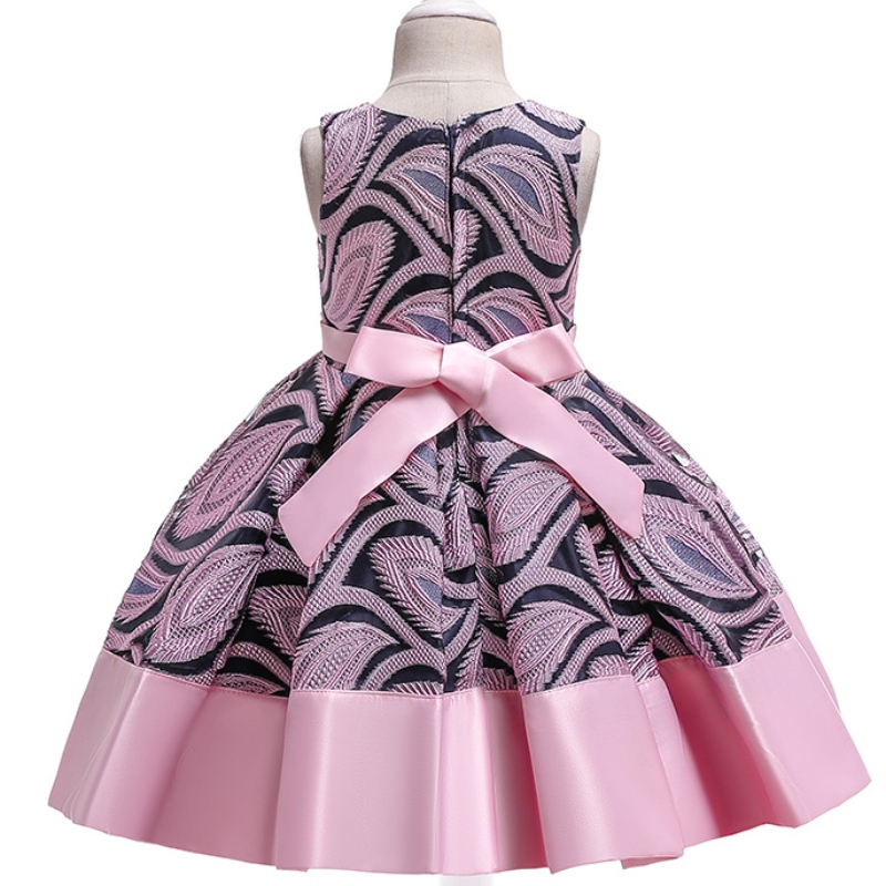 Ansoo Christmas Princess Girls Flower Emloidered Šaty Elegantní děti dívka svatební párty Pink Pink Šaty Halloween dívky oblečení