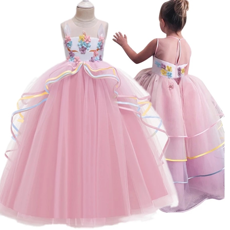 Fancy Girl Halloween Unicorn Party Dlouhé šaty Princezna dívky kostým pro děti oblečení holčička