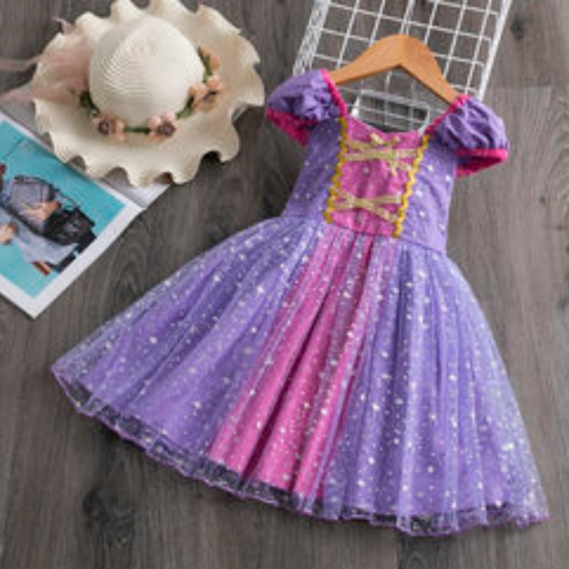 Dívky Sophia Rapunzel Princess šatynačechrané fialové šaty