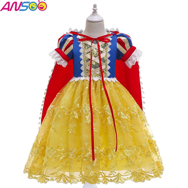 ANSOO 2022 Fancy Girl Princess šaty Halloween a vánoční sněhově bílé cosplay ozdobné šaty