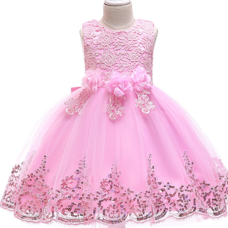 Dět červená jasná princezna šaty pro dívčí párty Frocks Anti-wrinkle bavlna prodyšná květinová dívka večerní šaty